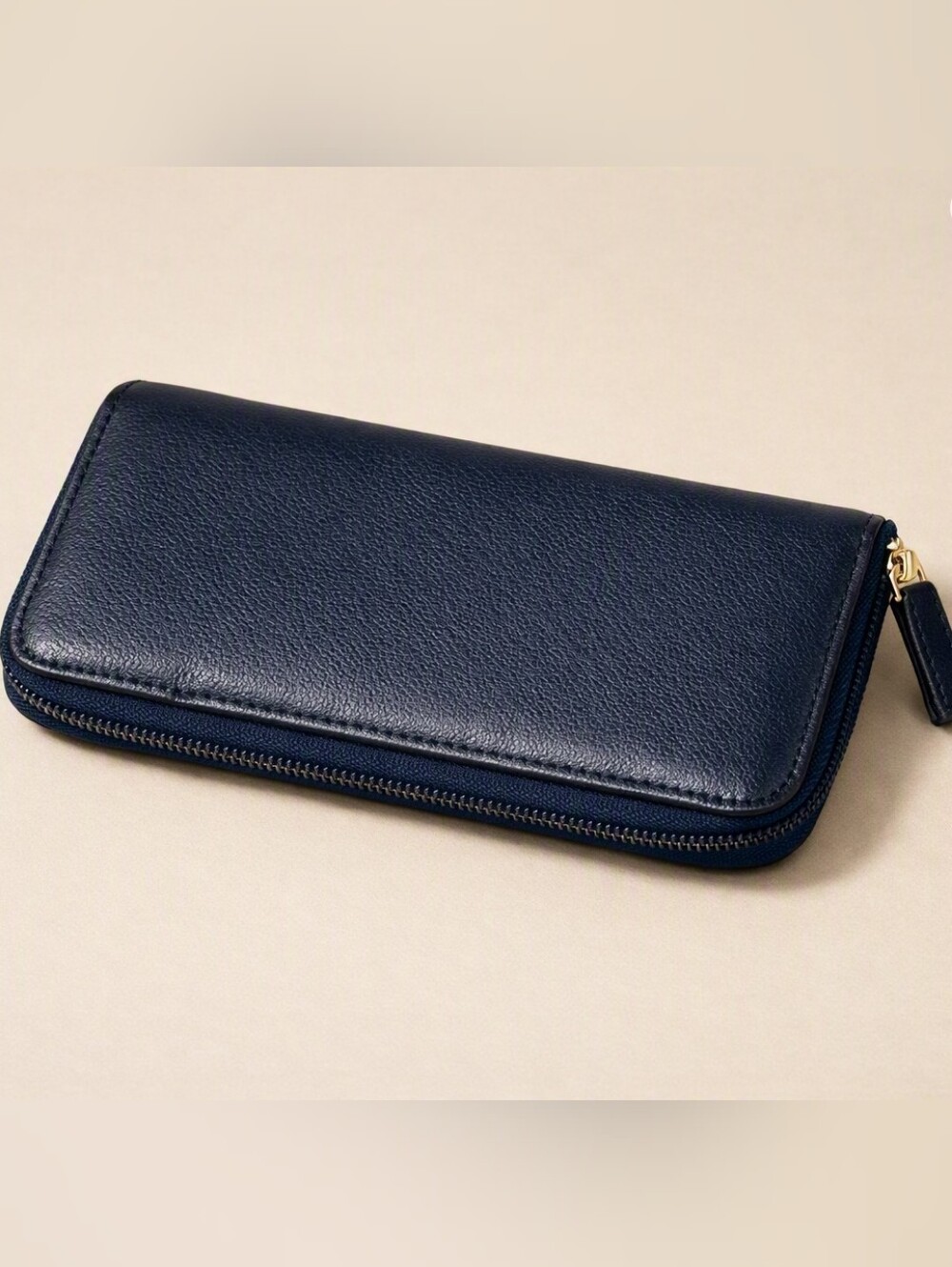 Navy Blue Zip Around Continental Wallet Card Organizer